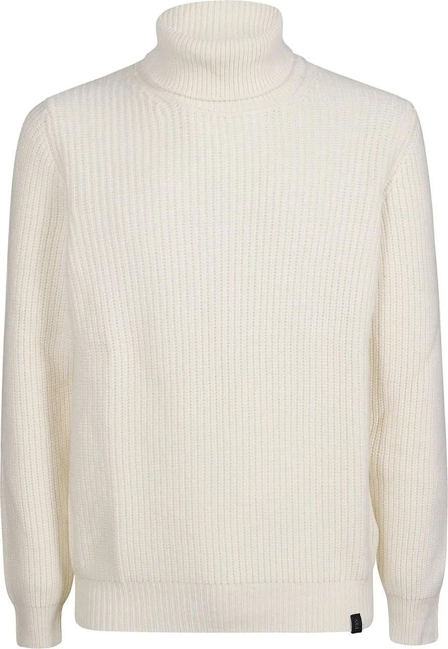 Thumbnail - Fay - Turtle Neck Sweater White - Größe 48 - weiß