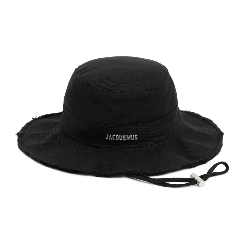 Jacquemus Hoed Black Cotton Bucket Hat With Adjustable Straps Black