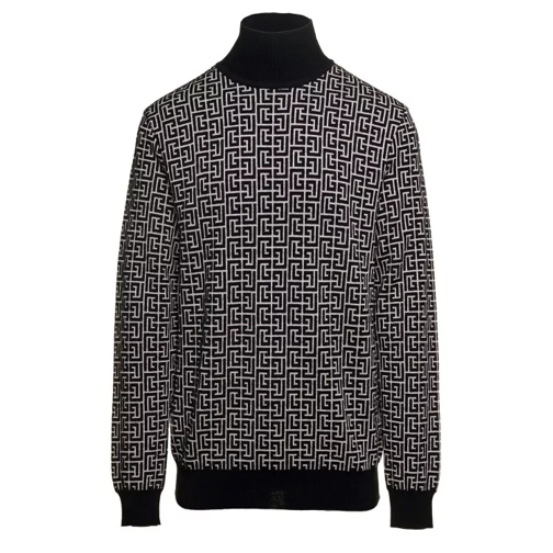 Balmain Black And White Sweater With 'All-Over' Monogram I Black 