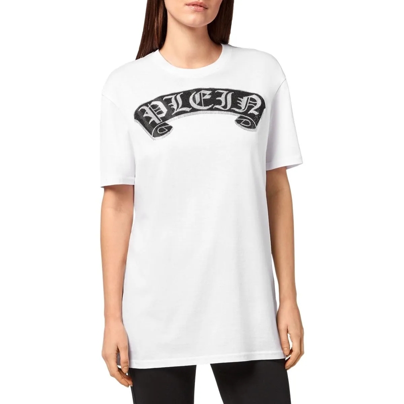 Philipp Plein T-Shirt T-Shirt Gothic Plein Mit Schmucksteinen weiss(Image 2)