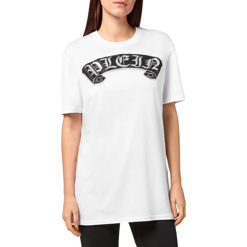 Philipp Plein T-Shirt T-Shirt Gothic Plein Mit Schmucksteinen weiss(Image 3)