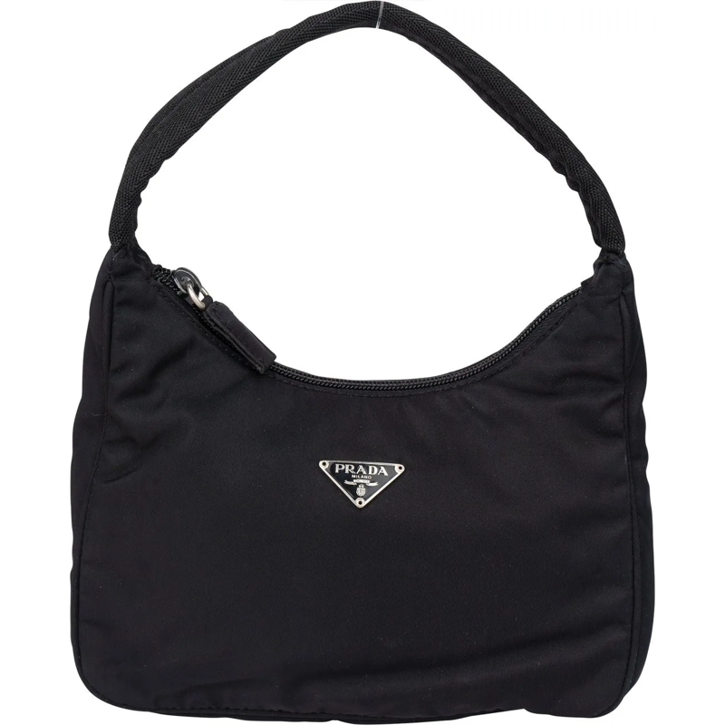 Prada Schultertasche Prada Black Nylon Triangle Vintage Re-Edition Hand schwarz