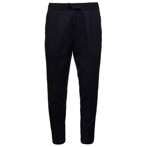 Jacob Cohen Blue Pants With Drawstring And Logo Patch In Wool Blue 