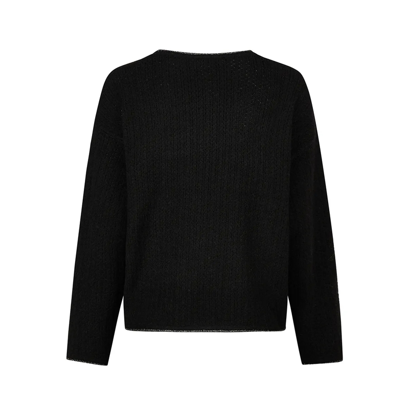 Marc Aurel Pullover Netzpullover mit Rollkanten schwarz(Image 5)