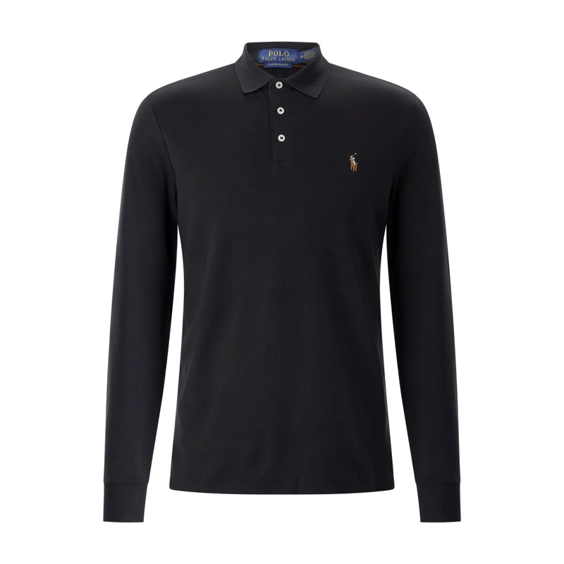 Polo Ralph Lauren Polohemd Langarm-Poloshirt mit Logo Schwarz