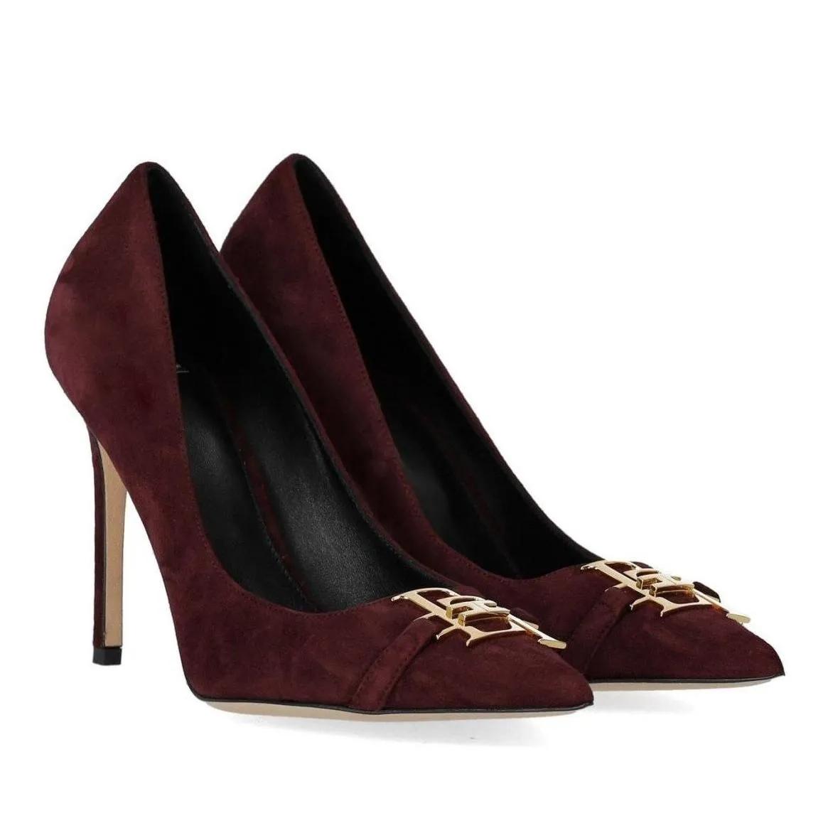 Elisabetta Franchi Pumps & High Heels - ELISABETTA FRANCHI ROUGE NOIR PUMPS MIT LOGO - Gr. 37 (EU) - in Rot - für Damen