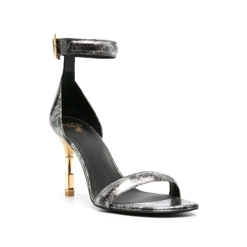 Balmain Sandale Metallic-Effect Leather Sandals Black