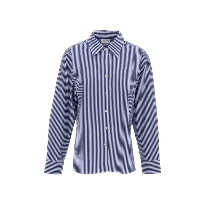 P.A.R.O.S.H. Chemise Blue And White Striped Cotton Shirt Blue