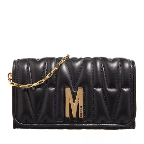 Moschino "M" Group Quilted Fantasia Nero Wallet On A Chain