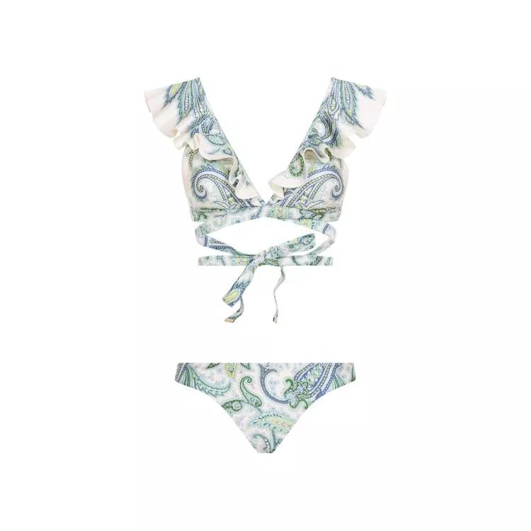 Zimmermann - Ottie Wrap Ruffle Bikini - Größe 2 - green