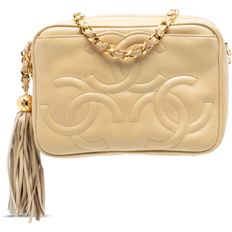Chanel Sac à bandoulière Triple CC Lambskin Tassel Chain Camera Bag braun