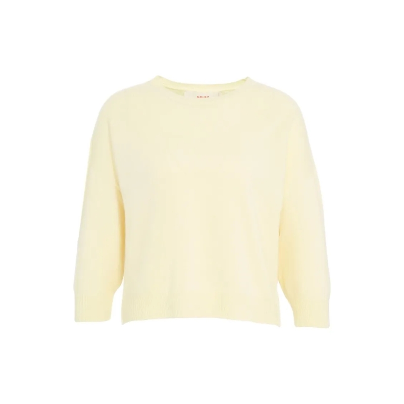 Mvm Trui Cashmere Sweater With Classic Round Neck Yellow