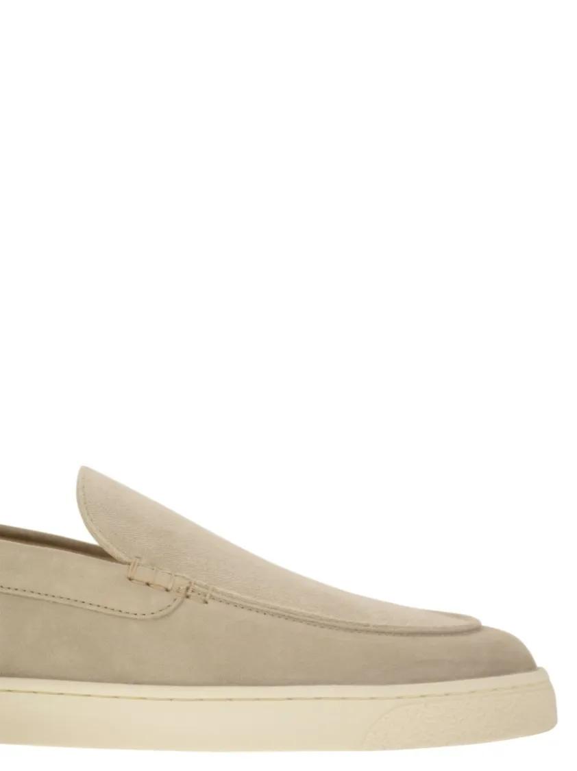 Thumbnail - Brunello Cucinelli Loafer - Chevron-Effect Suede Moccasins - Gr. 42,5 (EU) - in Beige - für Damen