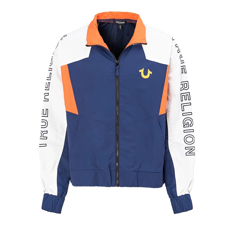 True Religion Daunenjacke - Windbreakter Flair- Geometrisches Colorblocking dunkel-blau