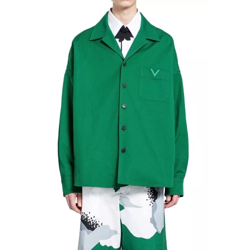 Valentino Cotton Caban With V Detail Green 