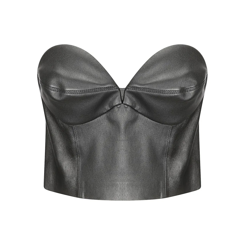 Desa 1972 Top Leather Bustier Top Black