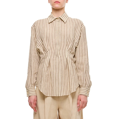 Max Mara  Eritrea Striped Linen Shirt Neutrals