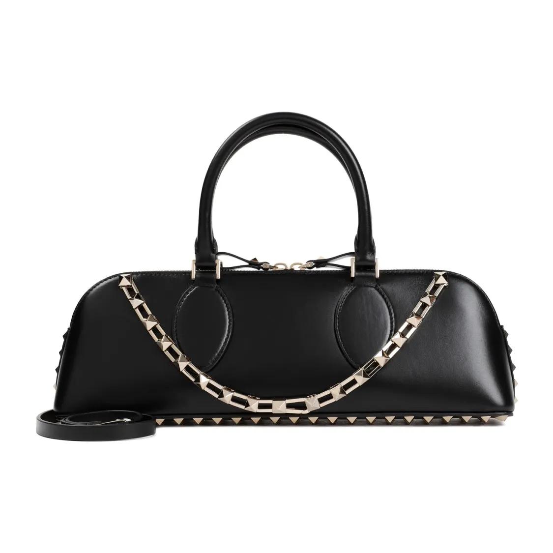 VALENTINO Crossbody Bags - Duffle Rockstud Black Calf Leather Handbag - Gr. unisize - in Schwarz - für Damen