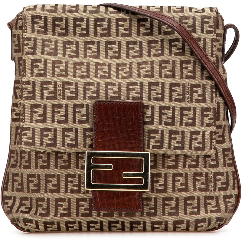 Fendi Schultertasche Zucchino Canvas Crossbody braun