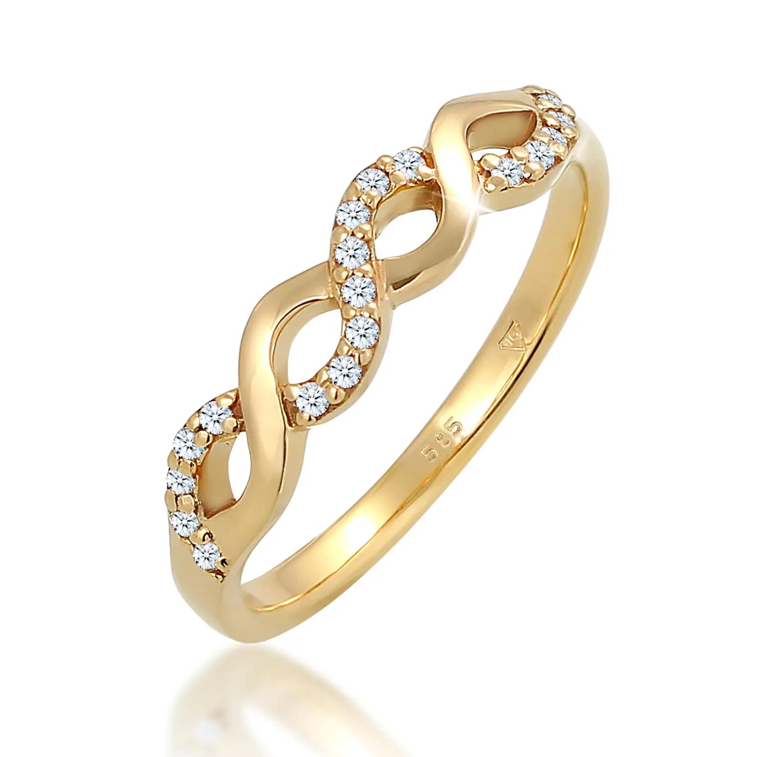 Elli Ringe - Ring Infinity Verlobung Diamant (0.09 ct.) 585 Gel - Gr. 52 MM - in Weiß - für Damen