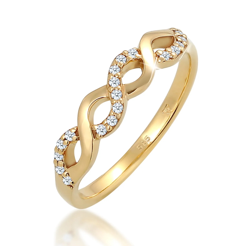 Elli Diamantring Ring Infinity Verlobung Diamant (0.09 ct.) 585 Gel weiss