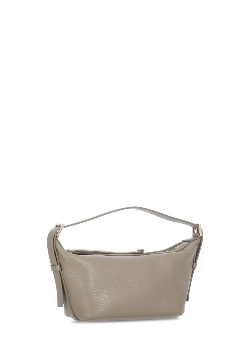 Fabiana Filippi Hobo bags Grey Pebbled Letaher Bag in grijs