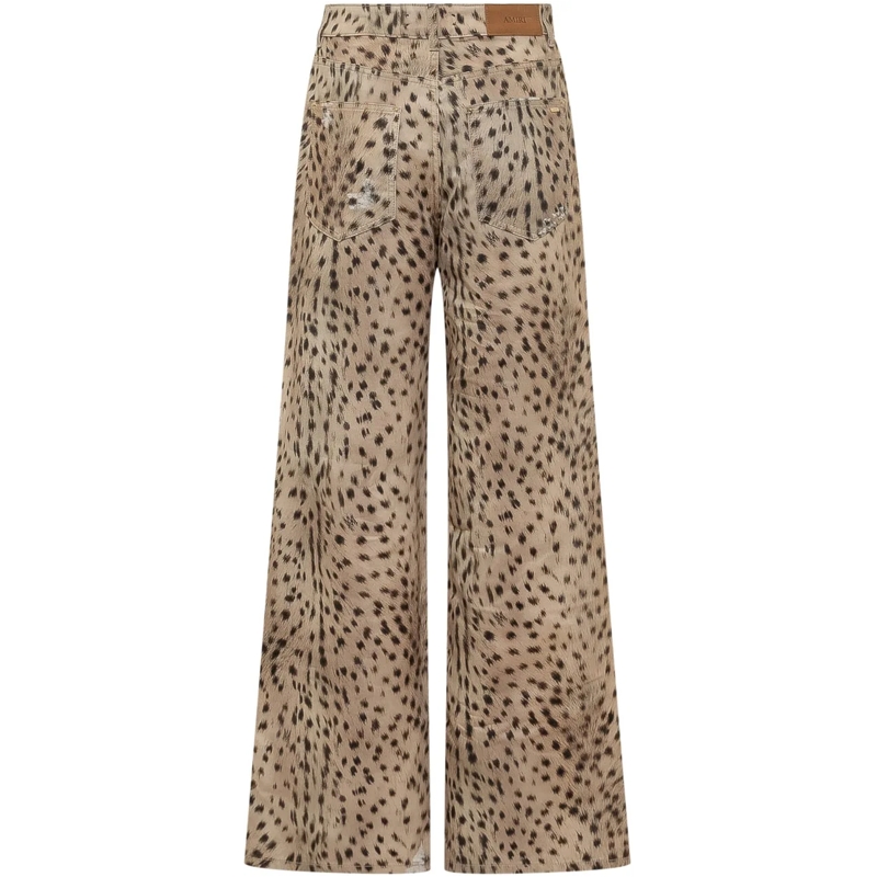 Amiri Jeans Boyfriend Jeans Carpenter con Stampa Animalier beige(Image 2)