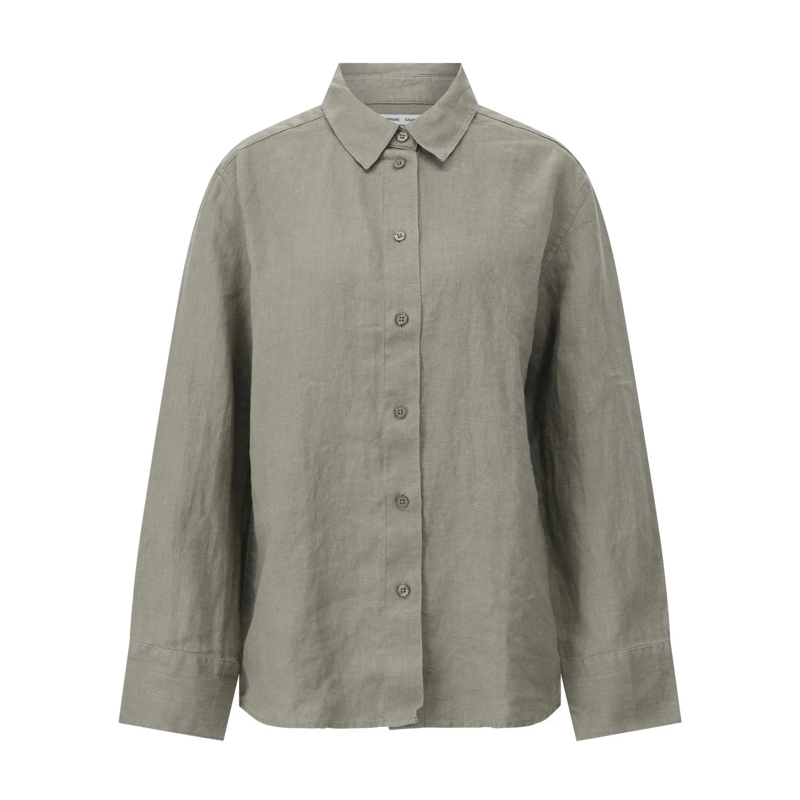 Samsøe Samsøe Bluse Bluse Sanot aus Leinen Grüngrau