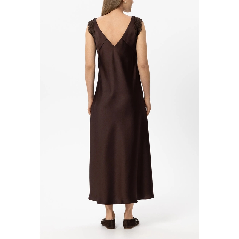 Luisa Cerano Midi-jurk Satin-Kleid mit Spitzendetail marone(Image 4)