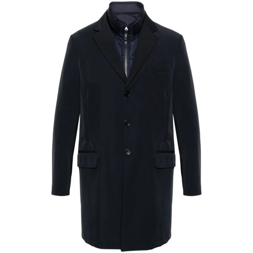 Fay Parka-Mäntel Navy Blue Coat With Logo Blue