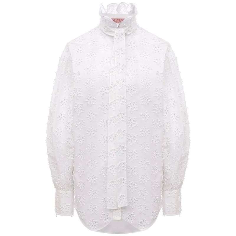 Valentino Garavani Haut décontracté Valentino Cotton Shirt weiß