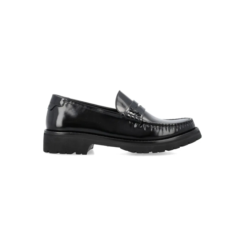 Saint Laurent Balletschoenen Polished Black Leather Penny Loafers Black