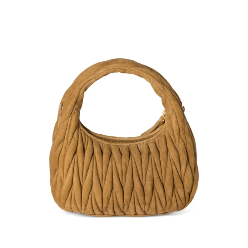 Miu Miu Schultertasche Quilted Crescent Bag With Padded Handle Brown