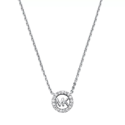 Michael Kors Michael Kors Sterling Silver Logo Pendant Necklace Silver Korte Halsketting