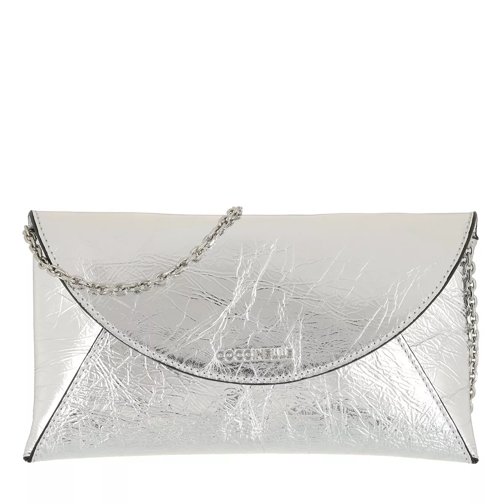 Coccinelle Mini Bag Laminated Leather Silver Kuvertväska