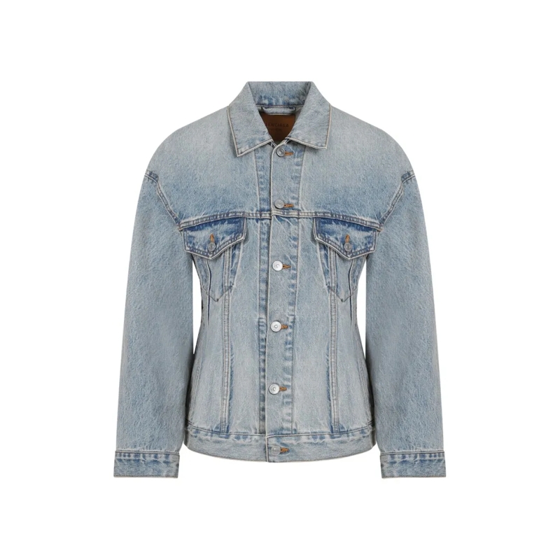 Balenciaga Jeansjacke Hourglass Light Indigo Cotton Jacket Blue