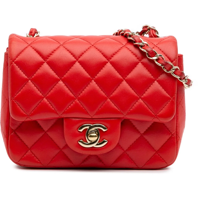 Chanel Sac à bandoulière Mini Square Classic Lambskin Single Flap rot