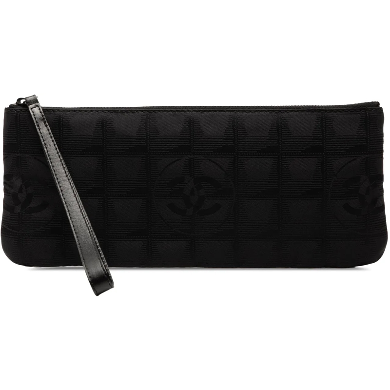 Chanel Pochette New Travel Line Nylon Wristlet Clutch schwarz