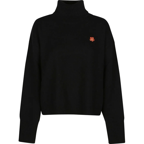 Kenzo Sweatshirts Boxy Crest Turtle Neck Sweater Black schwarz