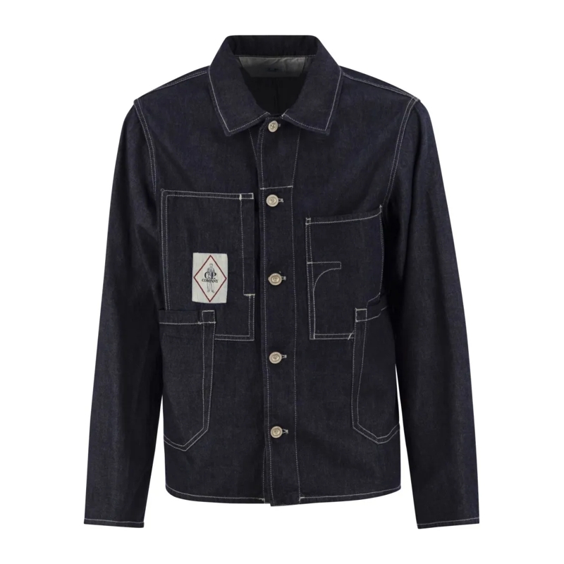 CP Company Veste en jean Resin-Coated Cotton Denim Jacket Blue