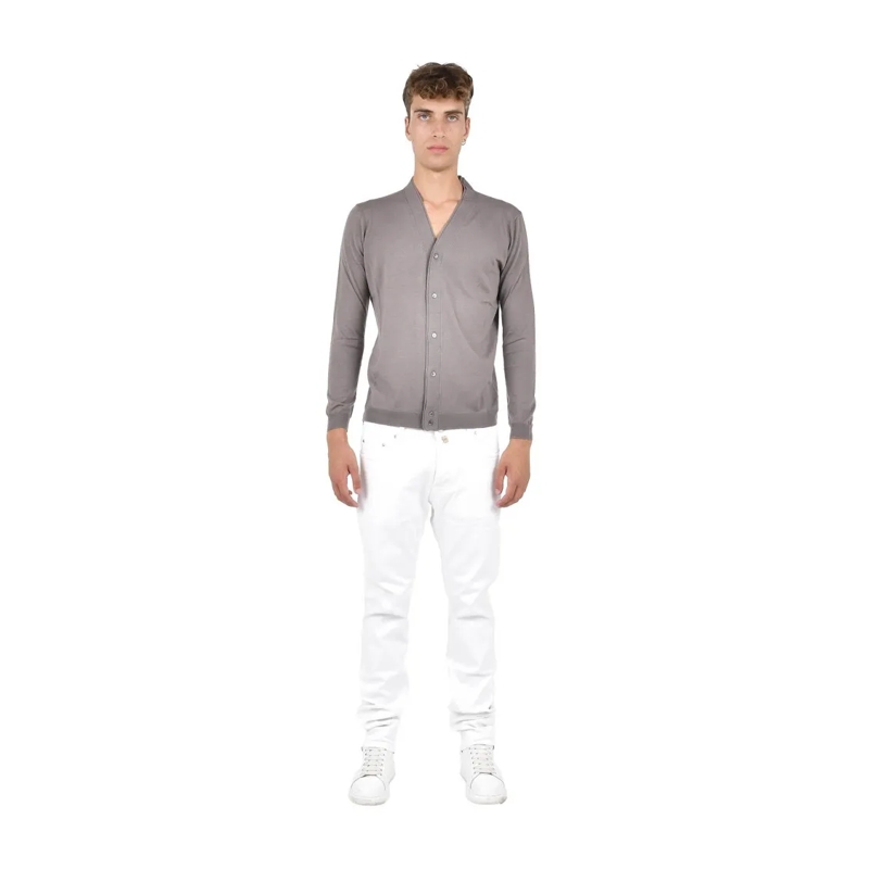 Low Brand Strickjacke Double-Collar Cardigan In Merino Wool Neutrals