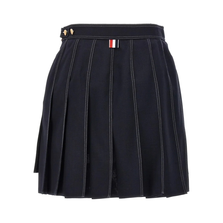 ミニスカート Thom Browne Mini Pleated Skirt With Asymmetrical Hem Thom Browne Mini Pleated Skirt With Asymmetrical Hem Black