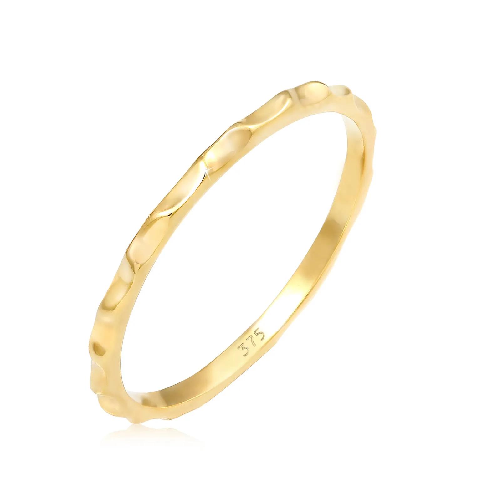 Elli Ringe - Ring Stacking Facetten Basic Minimal Look 375 Gelb - Gr. 52 MM - in Gold - für Damen