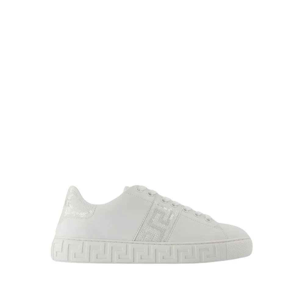 Versace Low-Top Sneaker - Sneakers - Cotton - White - Gr. 39 (EU) - in Weiß - für Damen