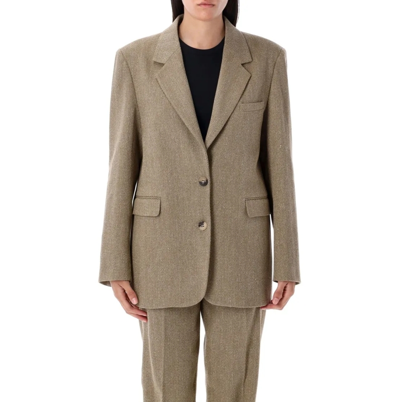 Golden Goose Blazer Oversized Blazer Harringbone Wool Brown