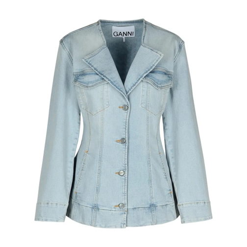 GANNI Light Blue Cotton Blazer Blue Vestes en jean