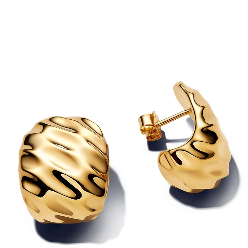 Pandora Creolen Rippled Wide Hoop Earrings 14k vergoldet