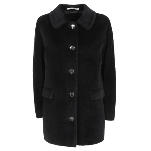 Tagliatore  Elegant Black Alpaca Coat Black