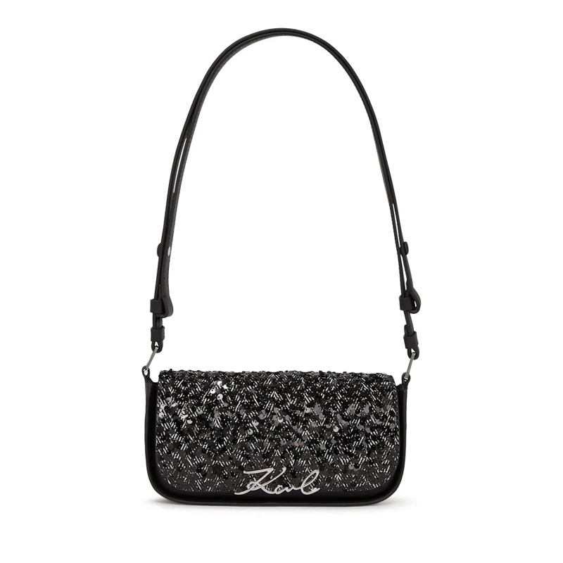 Karl Lagerfeld Crossbody Bag K/Signature Umhängetasche mit Pailletten silber