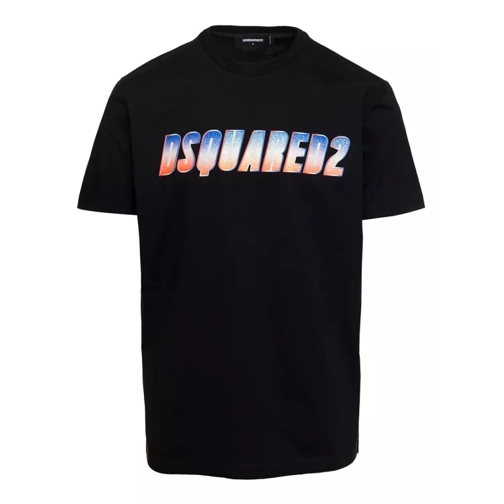 Dsquared2 Black Crewneck T-Shirt With Front Logo Print In Co Black 
